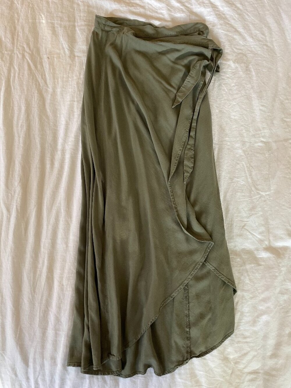 Olive Midi Wrap Skirt